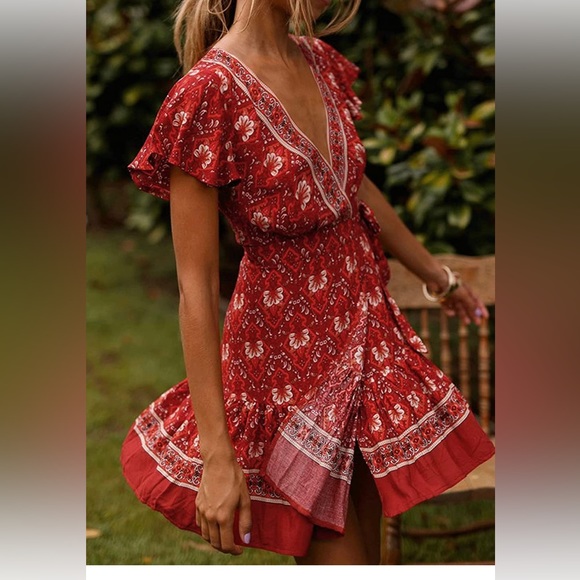 Buy Pour Moi Navy Floral Penny Frill Wrap Woven Beach Dress from the UK online shop